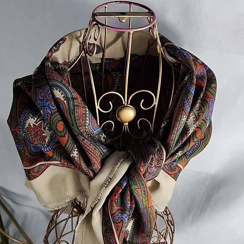 Italian Marco Corsari Square Scarf Eyelash Fringe